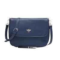 Ladies Gold Bee Top Flap Lightweight PU Leather Shopper Mult-Pockets Handbag Shoulder Crossbody Bag