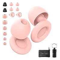 Ear Plugs for Sleeping Noise Reduction Reuseable, Concerts, Focus, Travel, Work, High Fidelity – 7 Pairs Eartips – Flexible Soft – Touch – NRR of 24 and 27 dB Noise Cancelling (Pink)
