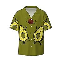 Avocado Fruit Men's Summer Short-Sleeved Shirts, Casual Shirts, Loose Fit with Pockets