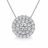 1.04 Ct VVS1 Near White Round Cut Moissanite.Halo Silver Plated Pendant Without Chain