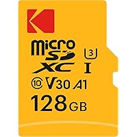 Kodak - 128GB Micro SD Card UHS-I U3 V30 A1 microSDHC/XC - Micro SD Memory Card - Read Speed 95MB/s Max - Write Speed 85MB/s - Additional Storage Multimedia Devices