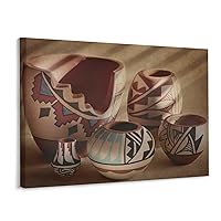 Native American Pottery Art Poster Canvas Print Wall Art Paintings Canvas Wall Decor Home Decor Living Room Decor Aesthetic 24x32inch(60x80cm) Frame-style