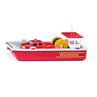 Siku 2117, Fire Brigade Workboat, 1:50, Metal/Plastic, Red/Yellow, Incl. Ford F150 Pick-Up and Sticker Sheet