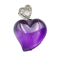 Natural Purple Amethyst Quartz Crystal Heart Love Uruguay Rare Pendant 22x21mm AAAAA