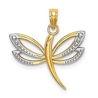 Charms Collection 14k w/Rhodium Textured Dragonfly Charm K9341