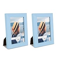Renditions Gallery 4x6 inch Picture Frame Set of 2 High-end Modern Style, Made of Solid Wood and High Definition Glass Ready for Wall and Tabletop Photo Display, Blue Frame