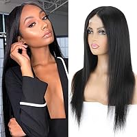 Straight Lace Front Wigs Human Hair 13x6 T-Part Lace Front Wigs Pre Plucked Hairline with Baby Hair Glueless Peruvian Straight Human Hair Lace Front Wigs for Black Women Natural Color 18 Inch