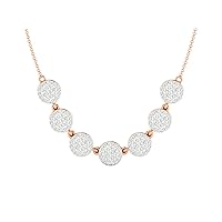 Certified 14K Gold 7 Joint Circle Pendant in Round Natural Diamond (0.78 ct) with White/Yellow/Rose Gold Chain Unique Necklace for Women