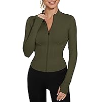 LUYAA Women's Workout Jacket Lightweight Zip Up Yoga Jacket Cropped Athletic Slim Fit Tops