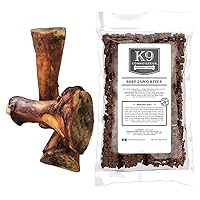 K9 Connoisseur Single Ingredient Dog Bones Made in USA for Large Breed Aggressive Chewers Natural Long Lasting Meaty Mammoth Marrow Bundled with Slow Roasted Beef Lung Bites