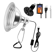 Simple Deluxe 150W Reptile Ceramic Heat Bulb with 8.5 Inch Clamp Lamp and Digital Thermostat Controller Combo Set for Incubating Chicken & Amphibian Pet