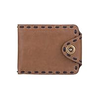 RcnryLeather Wallet, Men's top Leather, Horizontal Fashion, Fashion Sports Retro Metal Buckle, Eighty Percent Off Short Wallet, Apricot, Brown.