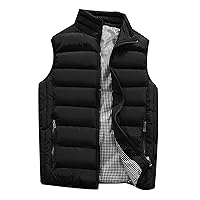 Men's Vest Outerwear,Plus Size Padded Quilted Sleeveless Jacket Coat Zipper Slim Stand Collar Waistcoats with Pocket