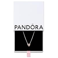 Pandora Sparkling Freehand Heart Necklace - Adjustable Necklace with Lobster Clasp - Great Mother's Day Gift - Sterling Silver, 14k Rose Gold & Cubic Zirconia - 17.7