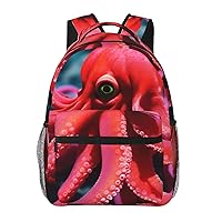 Red Octopus Backpack Lightweight Casual Backpacksn Multipurpose Backpack With Laptop Compartmen