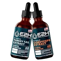 E2H: Turkey Tail & Cordyceps Extracts - Immune Support, Focus, Memory, Clarity - Non-GMO, Vegan - 2 Fl Oz Each (4 Fl Oz Total) - Bundle