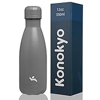 Insulated Water Bottles,12oz Double Wall Stainless Steel Vacumm Metal Flask for Sports Travel,Gray