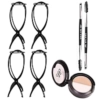 MILANO COLLECTION Bundle Scalp Illusion Duo + Wig Stands, Wig Scalp Makeup Palette for Lace Fronts & Lace and Skin Top Wigs + 4-pack Wig Tripods for Drying, Styling, or Displaying