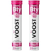 Voost, Beauty, Biotin, Vitamin E, Vitamin C and Collagen to Support Hair, Skin & Nails, Effervescent Vitamin Drink Tablet, Strawberry Kiwi Flavor, No Sugar + Low Calorie Vitamin Blend, 40 Count