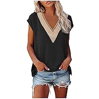 Off The Shoulder Top Plus Size Western Fashion Women's Summer V-Neck Lace Patchwork Short Sleeve Sexy Top Blouse