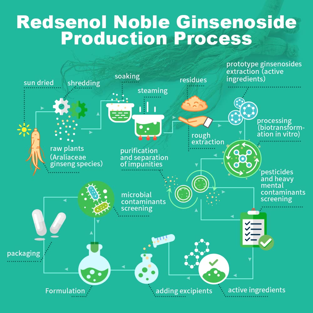 REDSENOL – Contain 16 Rare Ginsenosides: Rk2 Rg3 Rg5 Rh2 Rk1 Rk3 –Panax Ginseng Extract, 20% Rare Ginsenosides – 3 Boxes x 90 Capsules
