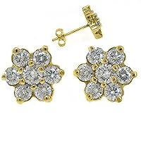 1.44 Carat Round Flower Diamond Stud Earrings