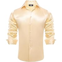 Hi-Tie Vintage Mens Dress Shirt Long Sleeve Regular Fit Button Down Shirts for Casual Party Prom