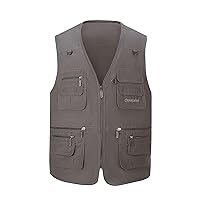 Men's Casual Safari Travel Vest 16 Pockets Outdoor Work Vest Sleeveless Jacket Fishing Hiking Photograph