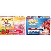 1000mg Vitamin C Powder & Immune+ Triple Action Immune Support Powder, BetaVia (R), 1000mg Vitamin C, B Vitamins, Vitamin D and Antioxidants, Raspberry – 30 Count