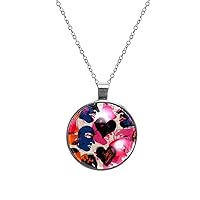 Art Beautiful Flowers Crystal Glass Necklace, Stainless Steel Stone Pendant Necklace Gemstone pendants Jewelry Gifts for Women Girls