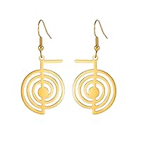 TEAMER Reiki Cho Ku Rei Dangle Earrings Healing Energy Yoga Power Earrings Stainless Steel Geometry Protection Amulet Jewelry for Women