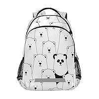 White Polar Bears Panda Backpacks Travel Laptop Daypack School Book Bag for Men Women Teens Kids