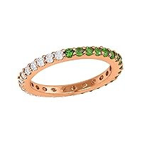925 Sterling Silver Round 2 MM Peridot Full Eternity Stackable Band Ring Gift For Her
