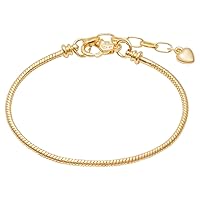 5pcs Chain Bracelets Kit Silver Plated Snake Chain with Heart Lobster European Charm Bracelet for Christmas DIY Women Girls Jewelry Findings Bracelet Making (gold)