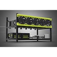 K-Musculo Veddha Deluxe 6 GPU Minercase V3D 6 Bay Aluminum Stackable Mining Rig Open Air Frame Case (BlackStorm/Yellow)