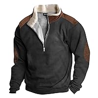Mens Henley Pullover Half Ziper Polo Sweatshirt Long Sleeve Stand Collar Slim Lightweight Sweater Tactical Shirts