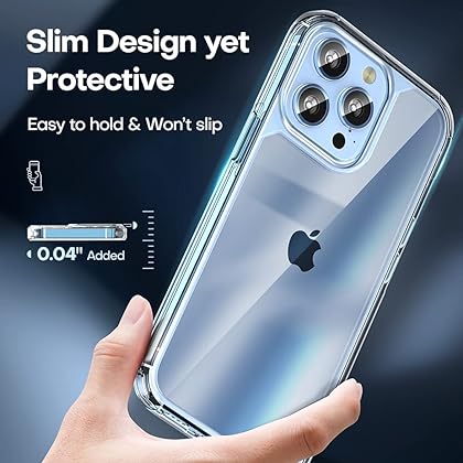 TAURI 5 in 1 for iPhone 13 Pro Case Crystal Clear, [Not-Yellowing] [Military Grade Protection] Slim Shockproof Phone Lanyard Case for iPhone 13 Pro, 6.1 inch