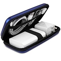 iMangoo Shockproof Carrying Case Hard Protective EVA Case Impact Resistant Travel 12000mAh Bank Pouch Bag USB Cable Organizer Earbuds Sleeve Pocket Accessory Smooth Coating Zipper Wallet Navy Blue