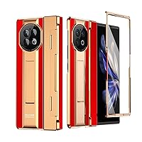 Cell Phone Flip Case Cover Compatible with VIVO X Fold 2 Case [Hidden Kickstand] [Wireless Charging][Screen Protector] Rugged Shockproof 360 Full Protective Phone Cover+Kickstand ( Color : Gold red )