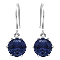 Multi Choice Round Shape Gemstone 925 Sterling Silver Party Wear Solitaire Dangle Drop Earring For Girl