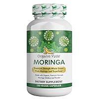 Organic Veda Moringa Leaf Capsules 1200mg, 120 Count - Pure Raw Moringa Oleifera Powder Whole Leaves Green Super Food Supplement - Boosts Metabolism, Energy, Health, Wellbeing & Antioxidants Rich