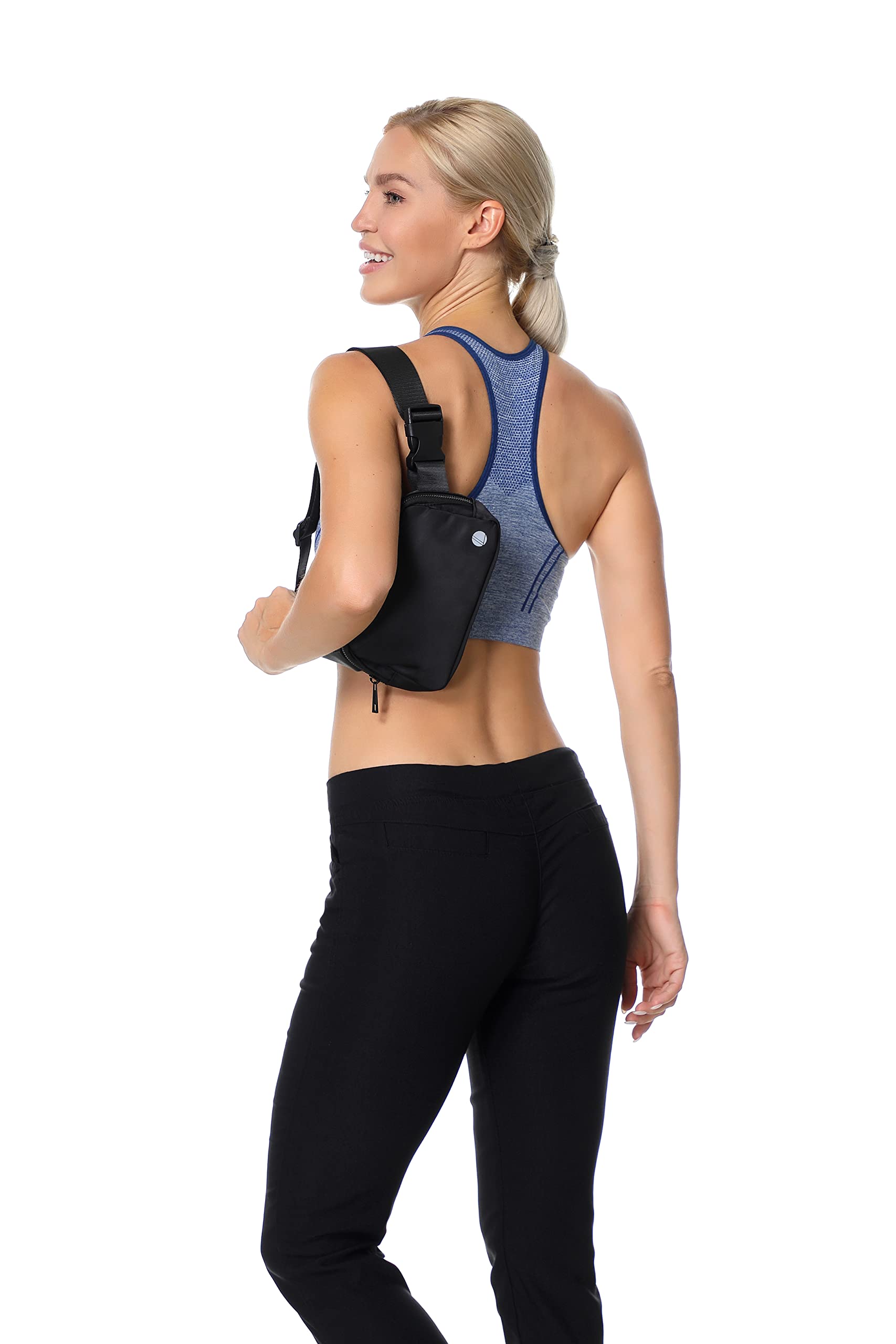Leotruny Unisex Belt Bag Everywhere Waist Pack Waterproof for Travel Running Hiking (C01-Black)
