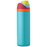 FreeSip Insulated Stainless Steel Water Bottle with Straw for Sports and Travel, BPA-Free, 24-oz, Red/Aqua (Summer Sweetness)