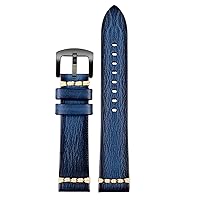 Handmade Genuine Leather Watch Strap 20mm 22mm24 For Rolex Citizen Omega MIDO HUAWEI GT men's Watchband Brown blue green grey (Color : 26mm, Size : 20mm)