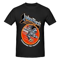Judas Rock Priest Band Mens Shirt Short Sleeve Crew Neck Shirts Men's Cotton Tee Shirt Black Small