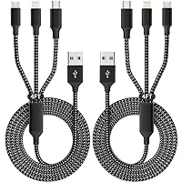 IDiSON Multi Charging Cable(2Pack 4FT), 3 in 1 Charger Cable Nylon Braided Multiple USB Cable Universal Charging Cord with Type-C, Micro USB and IP Port for Cell Phones and More