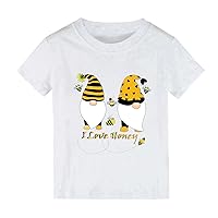 Tops for Girls Plus Size Gnome and Cartoon Print I Love Print Short Sleeved T Shirt 1 to 10 Years Old T Shirts Toddlers