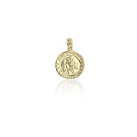 14K Yellow Gold Polished Saint Christopher Medal Charm 18