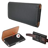 Pouch Carrying Case for Galaxy Mega 6.3 GT-I9200 I9205, Black Faux Leather Sleeve Case with Belt Clip Hip Holster Magnetic Closure Pouch,6.60 X 3.50 X 0.60 Inches
