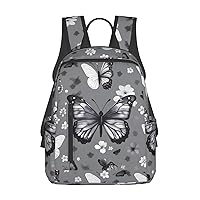 Gray Teal Butterfly print Lightweight Laptop Backpack Travel Daypack Bookbag for Women Men for Travel Work